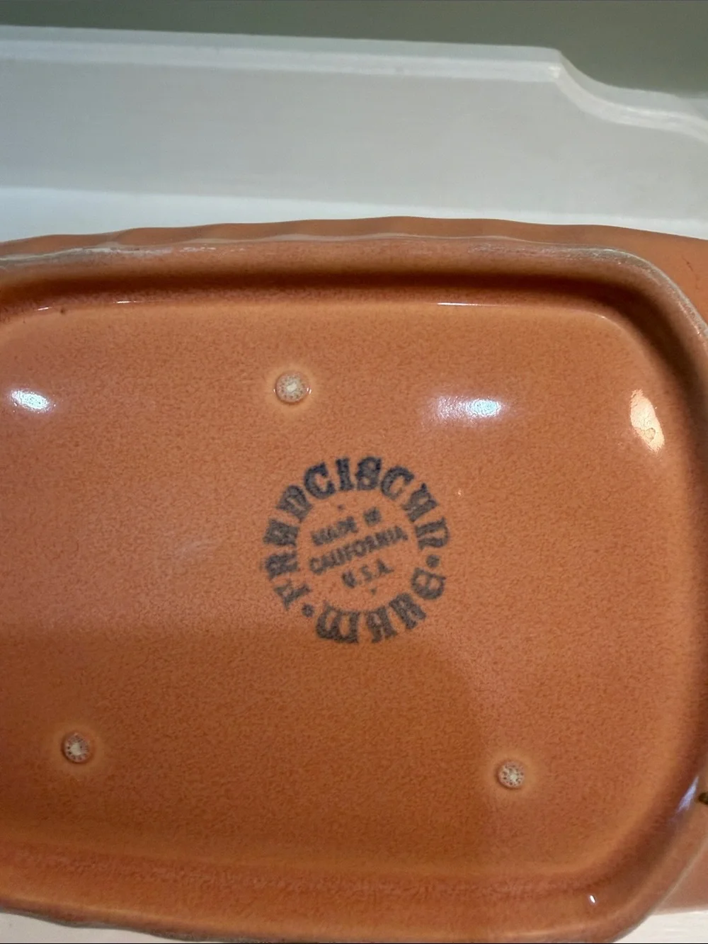 Vintage Franciscan Ware Coronado Satin Coral Butter Dish Trinket Soap Dish USA - Picture 3 of 4